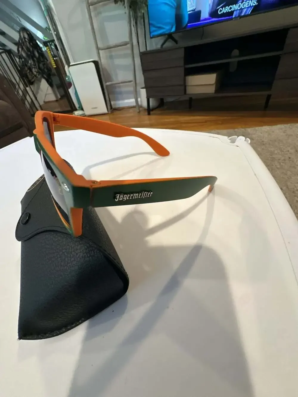 Jägermeister Promotional Green and Orange Wayfarer Sunglasses And Ray Ban Case